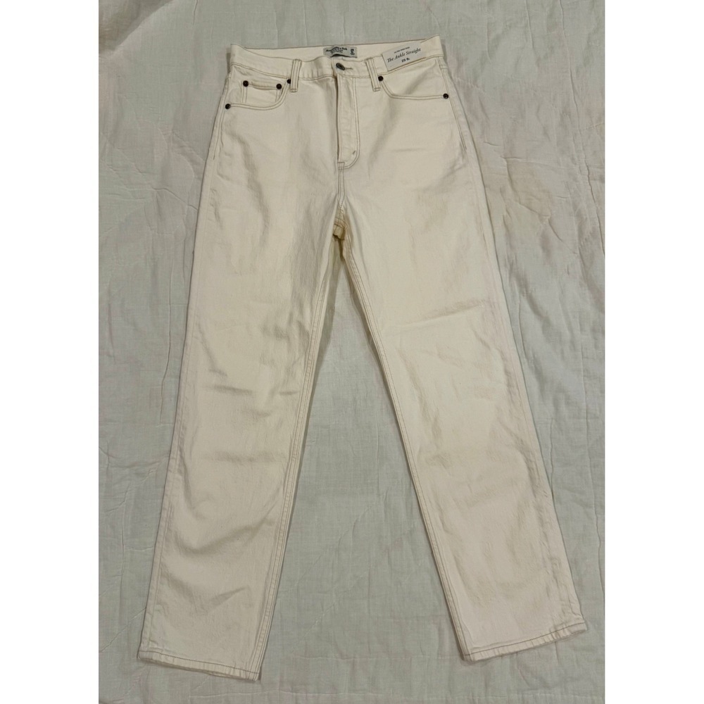 Abercrombie & Fitch Ultra High Rise Ankle Straight Jeans 29 8L Cream White